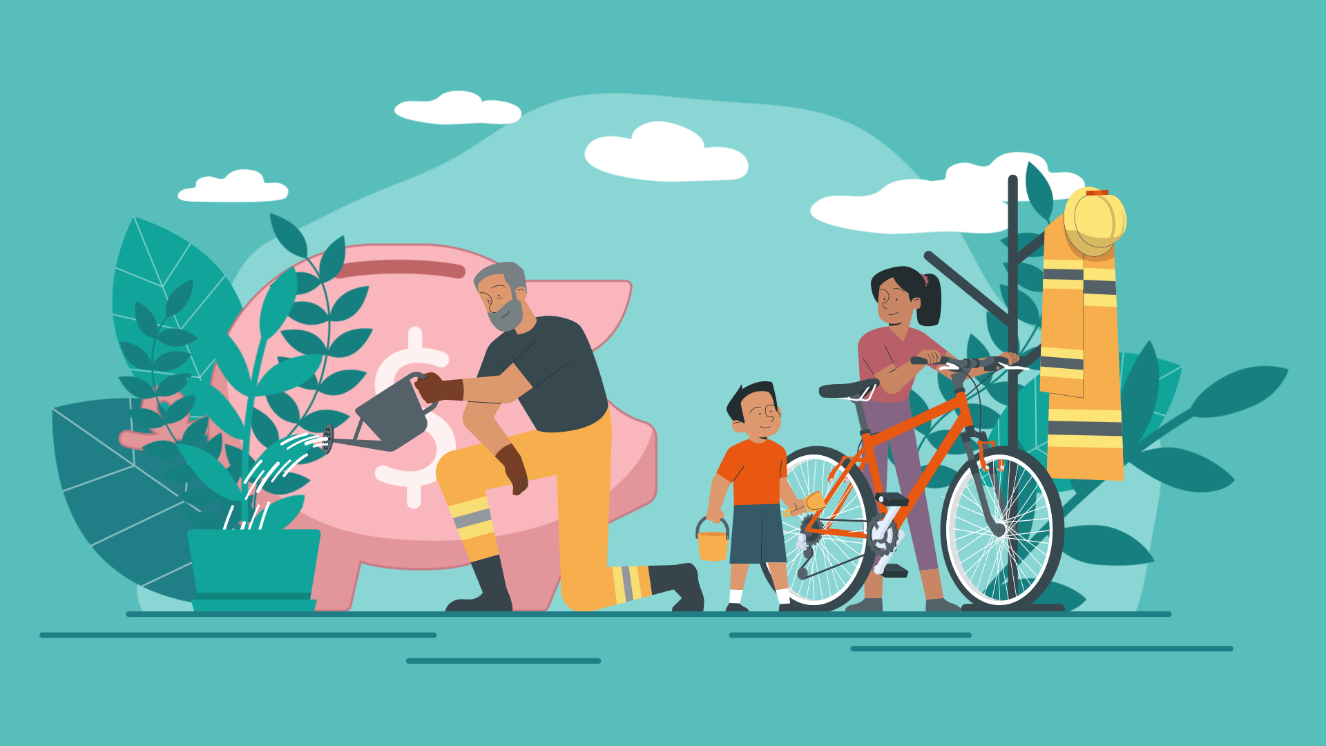 A family is enjoying their hobbies knowing they have a secure retirement.
